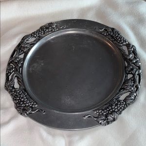 Greek or Italian Pewter Decorative Platter for Serving or Wall Hanging Artwork